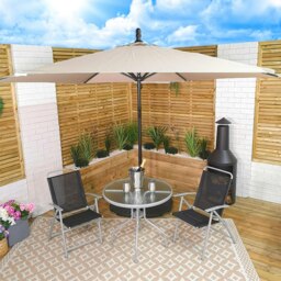 Rackhams 3m Cantilever Parasol in Beige with Crank Handle for Patio Garden - Outdoor Umbrella & Parasols - thumbnail 3