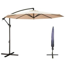 Rackhams 3m Cantilever Parasol in Beige with Crank Handle for Patio Garden - Outdoor Umbrella & Parasols - thumbnail 2