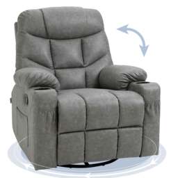 Rackhams Manual Recliner Chair with Footrest, Cup Holder, Swivel Base - Black - thumbnail 3
