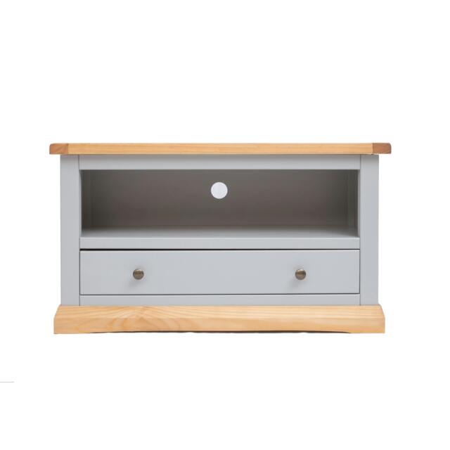 Rackhams Bomporto Light Grey 1 Drawer TV Cabinet Brass Knob - Light Grey - image 1
