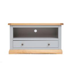 Rackhams Bomporto Light Grey 1 Drawer TV Cabinet Brass Knob - Light Grey
