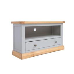Rackhams Bomporto Light Grey 1 Drawer TV Cabinet Brass Knob - Light Grey - thumbnail 2