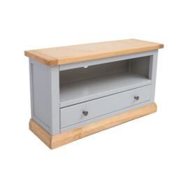 Rackhams Bomporto Light Grey 1 Drawer TV Cabinet Brass Knob - Light Grey - thumbnail 3