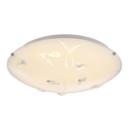 Rackhams Traditional Classic Opal White Glass Flush Ceiling Light with Crystal Drops - thumbnail 2