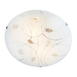 Rackhams Traditional Classic Opal White Glass Flush Ceiling Light with Crystal Drops - thumbnail 3