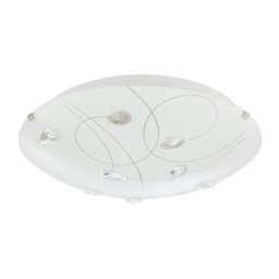 Rackhams Traditional Classic Opal White Glass Flush Ceiling Light with Crystal Drops