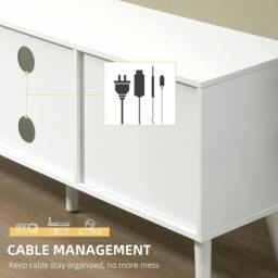 Rackhams TV Cabinet Stand Unit for TVs up to 50'' with Foldable Drawers, Entertainment Centre for Living Room White - thumbnail 6