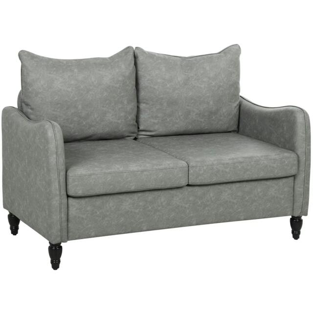 Rackhams Faux Leather Marble-Effect Two-Seater Sofa - Grey