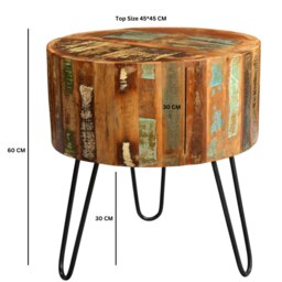 Rackhams Dahila Reclaimed Boat Side Table - 45CM X 45CM X 60CM  (LXDXH) - Wood - 1 - thumbnail 5