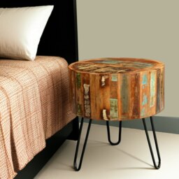 Rackhams Dahila Reclaimed Boat Side Table - 45CM X 45CM X 60CM  (LXDXH) - Wood - 1