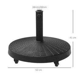 Rackhams 22.7kg Resin Patio Parasol Base Umbrella Stand Weight Deck Garden Sunshade Holder Round w/ Wheels Brakes Outdoor - thumbnail 6