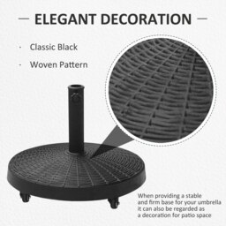 Rackhams 22.7kg Resin Patio Parasol Base Umbrella Stand Weight Deck Garden Sunshade Holder Round w/ Wheels Brakes Outdoor - thumbnail 4