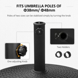 Rackhams 22.7kg Resin Patio Parasol Base Umbrella Stand Weight Deck Garden Sunshade Holder Round w/ Wheels Brakes Outdoor - thumbnail 5
