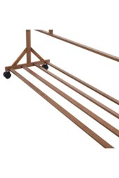Rackhams Bamboo Clothes Rack Coat Garment Holder with Bottom Shelf Shoe Clothing Organizer - Brown - thumbnail 6