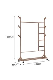 Rackhams Bamboo Clothes Rack Coat Garment Holder with Bottom Shelf Shoe Clothing Organizer - Brown - thumbnail 3