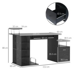 Rackhams Wood Computer Desk Laptop Workstation Drawer Shelf for Home Office - thumbnail 3