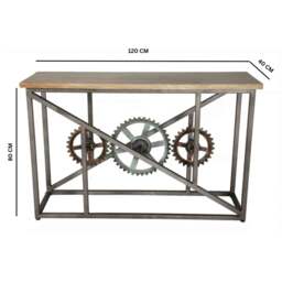 Rackhams Ells Industrial Console Table with Wheels - Wood - 1 - 120CM X 40CM X 80CM  (LXDXH) - thumbnail 4