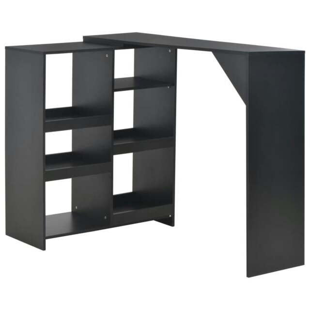 Rackhams Bar Table with Moveable Shelf Black 138x39x110 cm - Black - Engineered wood