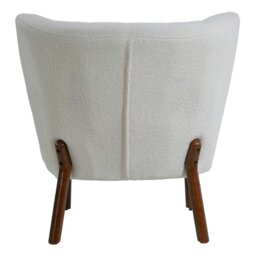 Rackhams White Boucle Teddy Upholstered Accent Chair with Footstool - thumbnail 5