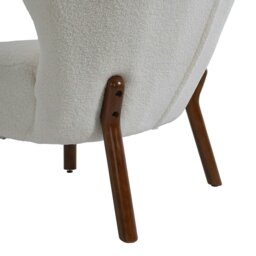 Rackhams White Boucle Teddy Upholstered Accent Chair with Footstool - thumbnail 6