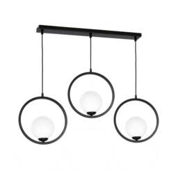 Rackhams Boston Black Pendant Lamp 3XE14 Beautifully Hand Made From Black Metal And White Glass Contemporary Cool Style - thumbnail 2