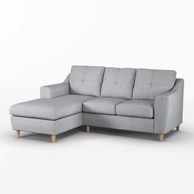 Rackhams Baxter Fabric L Shaped 3 Seater Corner Sofa With Chaise - Silver - Left Hand Facing - image 1