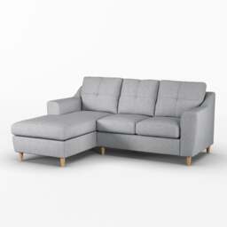 Rackhams Baxter Fabric L Shaped 3 Seater Corner Sofa With Chaise - Silver - Left Hand Facing - thumbnail 1
