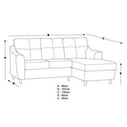 Rackhams Baxter Fabric L Shaped 3 Seater Corner Sofa With Chaise - Silver - Left Hand Facing - thumbnail 3