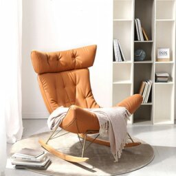 Rackhams Anwar Rocking Chair With Footstool, Orange Leather - Real Leather ( Contact Surface ) - thumbnail 5