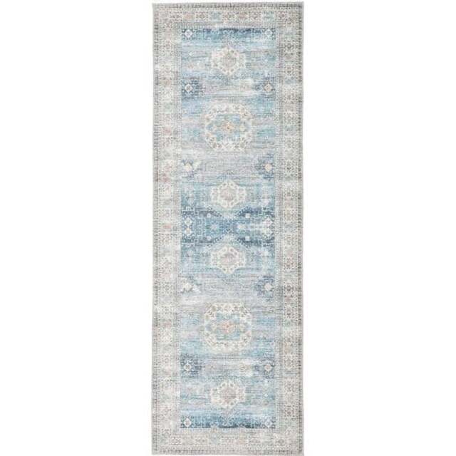 Rackhams Eco-Washable Blue Rug Vintage Design - 67X200 cm - image 1