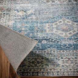 Rackhams Eco-Washable Blue Rug Vintage Design - 67X200 cm - thumbnail 4