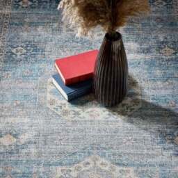 Rackhams Eco-Washable Blue Rug Vintage Design - 67X200 cm - thumbnail 3
