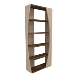 Rackhams Bookcase Bookshelf Shelving Unit with 5 Tier Open Shelves Nestor - Light Walnut & Beige - thumbnail 1