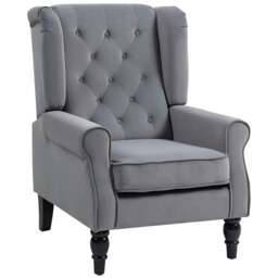 Rackhams Accent Armchair Home Furniture Retro Tufted Club Fabric Dark Blue - Beige - Snow Flannel, Wood, Sponge - thumbnail 6