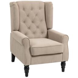 Rackhams Accent Armchair Home Furniture Retro Tufted Club Fabric Dark Blue - Beige - Snow Flannel, Wood, Sponge - thumbnail 1