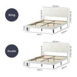 Rackhams Double Bed Frame Upholstered Headboard Velvet Foam Fabric Slat Support - Double - thumbnail 3
