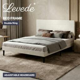 Rackhams Double Bed Frame Upholstered Headboard Velvet Foam Fabric Slat Support - Double - thumbnail 2