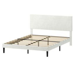 Rackhams Double Bed Frame Upholstered Headboard Velvet Foam Fabric Slat Support - Double
