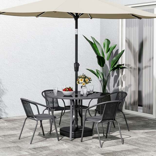 Rackhams 4 Seater Outdoor Round Table Garden Tempered Glass Table and Rattan Chairs - Dia 80 x H 72 cm - with 4 Chairs - image 1