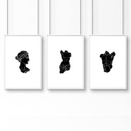 Rackhams Posters With Frames - Set of 3 Sculpture Wall art Prints - 20 x 30 in / 50 x 76 cm - Satin Photo paper 280 gsm - White Frame - thumbnail 1