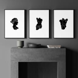 Rackhams Posters With Frames - Set of 3 Sculpture Wall art Prints - 20 x 30 in / 50 x 76 cm - Satin Photo paper 280 gsm - White Frame - thumbnail 2