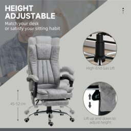 Rackhams 6-Point Vibrating Heat Massage Chair w/ Microfibre Upholstery Grey - Cream - thumbnail 4