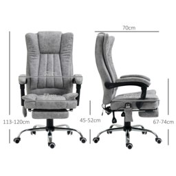 Rackhams 6-Point Vibrating Heat Massage Chair w/ Microfibre Upholstery Grey - Cream - thumbnail 6