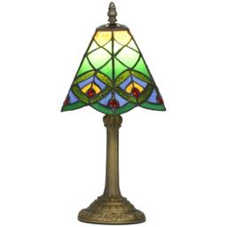 Rackhams Handcrafted Stained Glass Bedside Lamp, Tiffany Style Table Lamp - Green - thumbnail 2