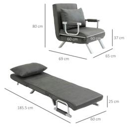 Rackhams 4-in-1 Faux Suede Chair Bed - Grey - thumbnail 3