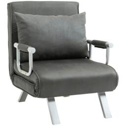 Rackhams 4-in-1 Faux Suede Chair Bed - Grey - thumbnail 1