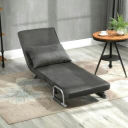 Rackhams 4-in-1 Faux Suede Chair Bed - Grey - thumbnail 2