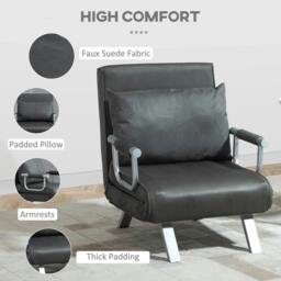 Rackhams 4-in-1 Faux Suede Chair Bed - Grey - thumbnail 6