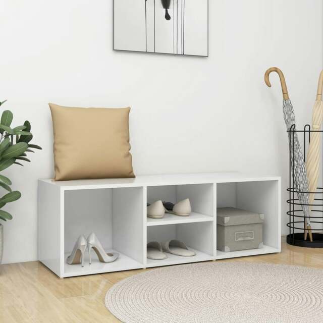 Rackhams Shoe Storage Bench White 105x35x35 cm Engineered Wood