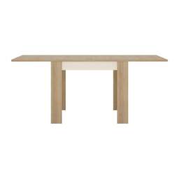 Rackhams Lyon Small extending dining table 90/180cm in Riviera Oak/White High Gloss - Brown - No - White - thumbnail 2
